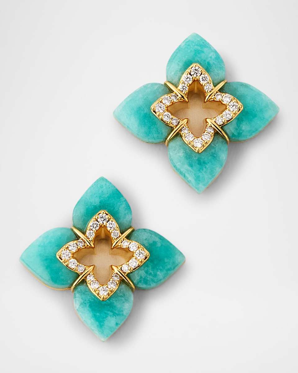 18K Yellow Gold Venetian Princess Stud Earrings with Diamonds